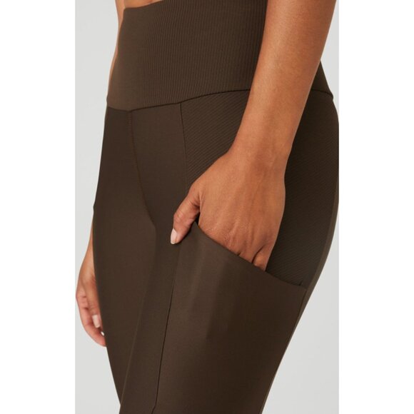 Alo Ribbed Airlift High-Waist 7/8 Enchanted Leggings Espresso Hi-Rise Waisted M - Picture 3 of 11